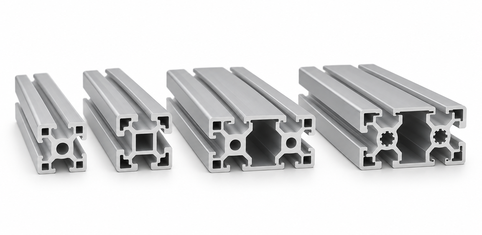 Beispiele für quadratische und rechteckige Querschnitte von Aluminiumprofilen