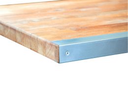 Arbeitsplatte mit Blechverkleidung der Vorderkante, 1500 / 2000 x 750 mm
