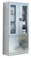 Edelstahlschrank mit Glas- und Vollstahltüren SmlN 114