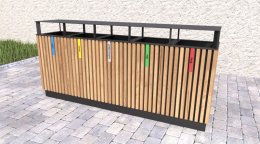 Mülleimer 5-fach, Lamela VI, mit Dach