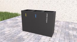 Mülleimer 3-fach Steel, für Außenbereich