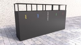 Mülleimer 5-fach Steel V, für Außenbereich, mit Dach