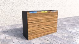Mülleimer 3-fach Pera, aus Holz, für Außenbereich