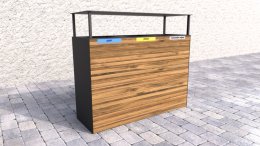Mülleimer 3-fach Pera II, aus Holz, für Außenbereich, mit Dach