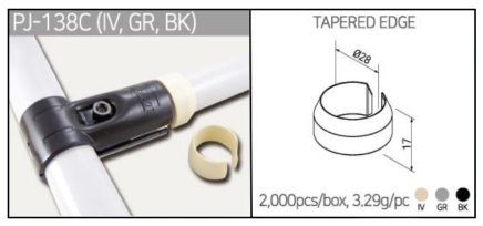 Plastische Halterung mit abgeschrägter Kante PJ-138C, Farbe schwarz. - 1