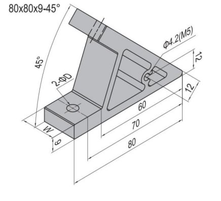 Winkel 45°, 80x80x9 mm - 2
