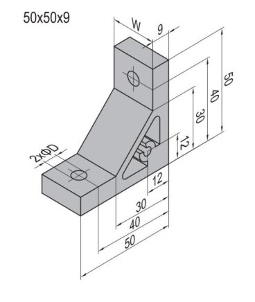 Winkel 90°, 50x50x9 mm - 2