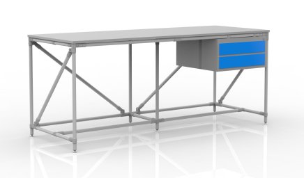 Werkbank mit Container mit zwei Schubladen Breite 2000 mm, 240405314 - 1