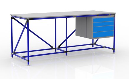 Werkbank mit Container mit vier Schubladen Breite 2000 mm, 240405316 - 3