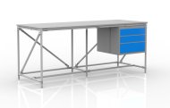 Werkbank mit Container mit drei Schubladen Breite 2000 mm, 240405315 - 1