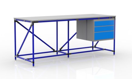 Werkbank mit Container mit drei Schubladen Breite 2000 mm, 240405315 - 3