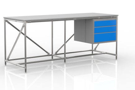 Werkbank mit Container mit drei Schubladen Breite 2000 mm, 240405315 - 4
