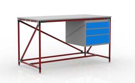 Werkbank mit Container mit drei Schubladen Breite 1500 mm, 24040539 - 2