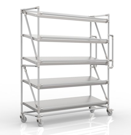 Regalwagen für Behälter mit schrägen Regalböden, Breite 1500 mm, SP15040 (3 Modelle) - 1