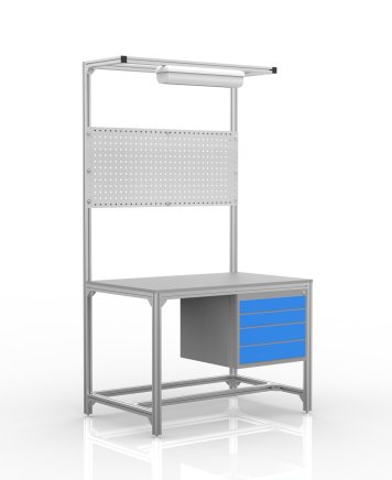 Werkbank aus Aluminiumprofilen, 4 Schubladen (verschiedene Varianten) - 1