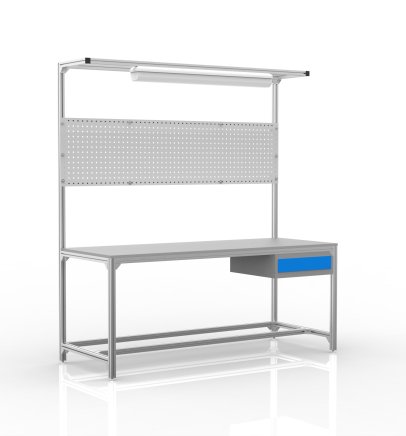 Werkbank aus Aluminiumprofilen, 1 Schublade (verschiedene Varianten) - 1