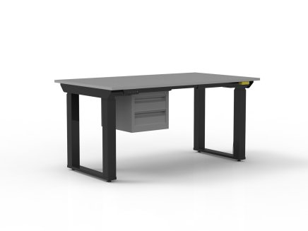 ESD Arbeitstisch, elektrisch höhenverstellbar, mit Hängeschrank - 1
