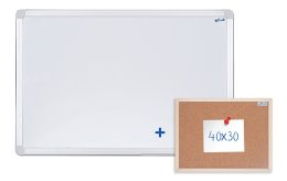 Magnettafel, einteilig, Aluminiumrahmen 60 x 45 cm + Kork-Pinnwand 30 x 30 cm