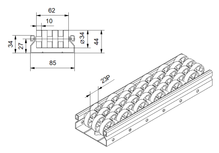 Rollenbahn PL-851M_EM – Rollen Ø 34 mm - 4