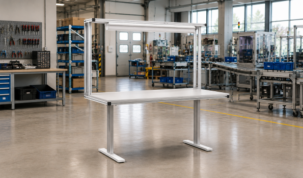 Elektrisch höhenverstellbarer Tisch aus Aluminiumprofilen
