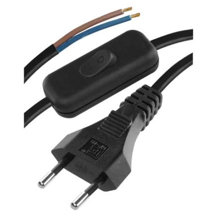 Netzkabel mit Schalter 2 m (2×0,75 mm²) – schwarz