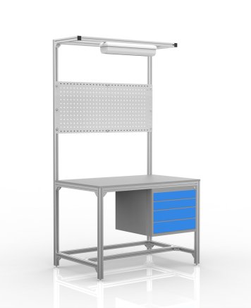 Werkbank aus Aluminiumprofilen, 4 Schubladen (verschiedene Varianten)