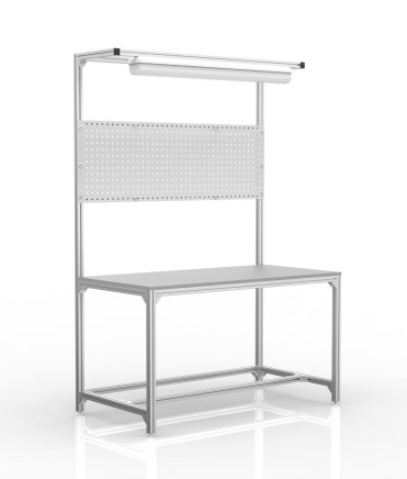 Werkbank aus Aluminiumprofilen mit Aufsatz (verschiedene Varianten)