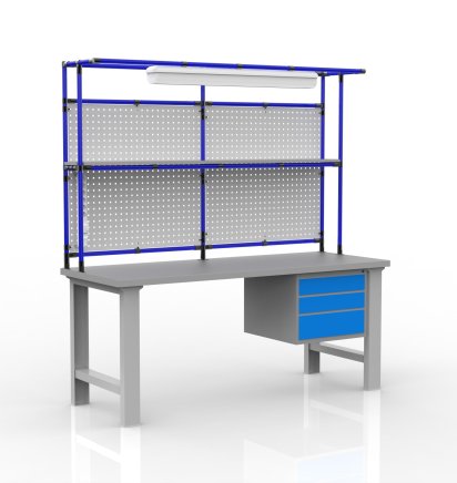 Höhenverstellbarer Werkstatttisch mit Aufbau 24081903 - 3