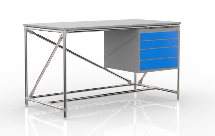 Werkbank mit Container mit vier Schubladen Breite 1200 mm, 240405310