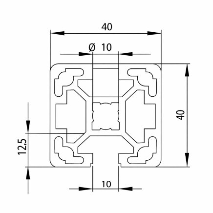 Aluprofil 40 x 40, MI40x40L B10 1 m + Zuschnitt nach Maß - 2
