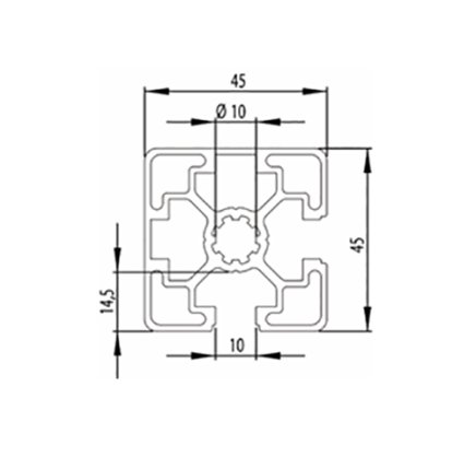 Aluprofil 45 x 45, MI45x45L B10 1 m + Zuschnitt nach Maß - 2